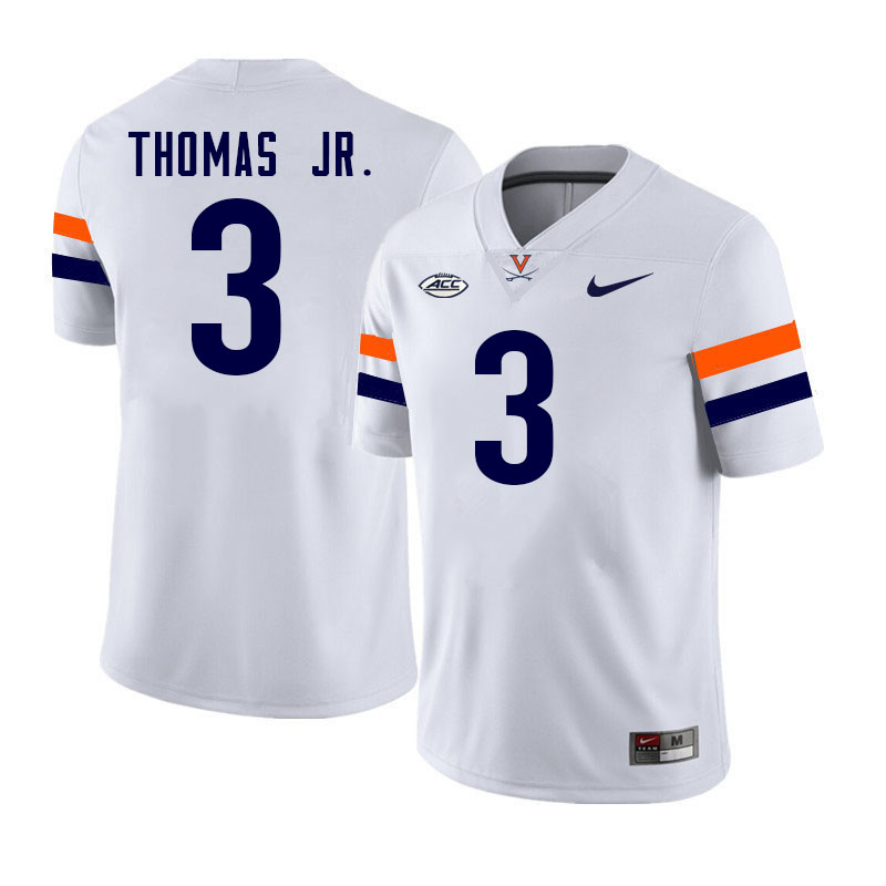 Virginia Cavaliers #3 Corey Thomas Jr. College Football Jerseys Stitched-White